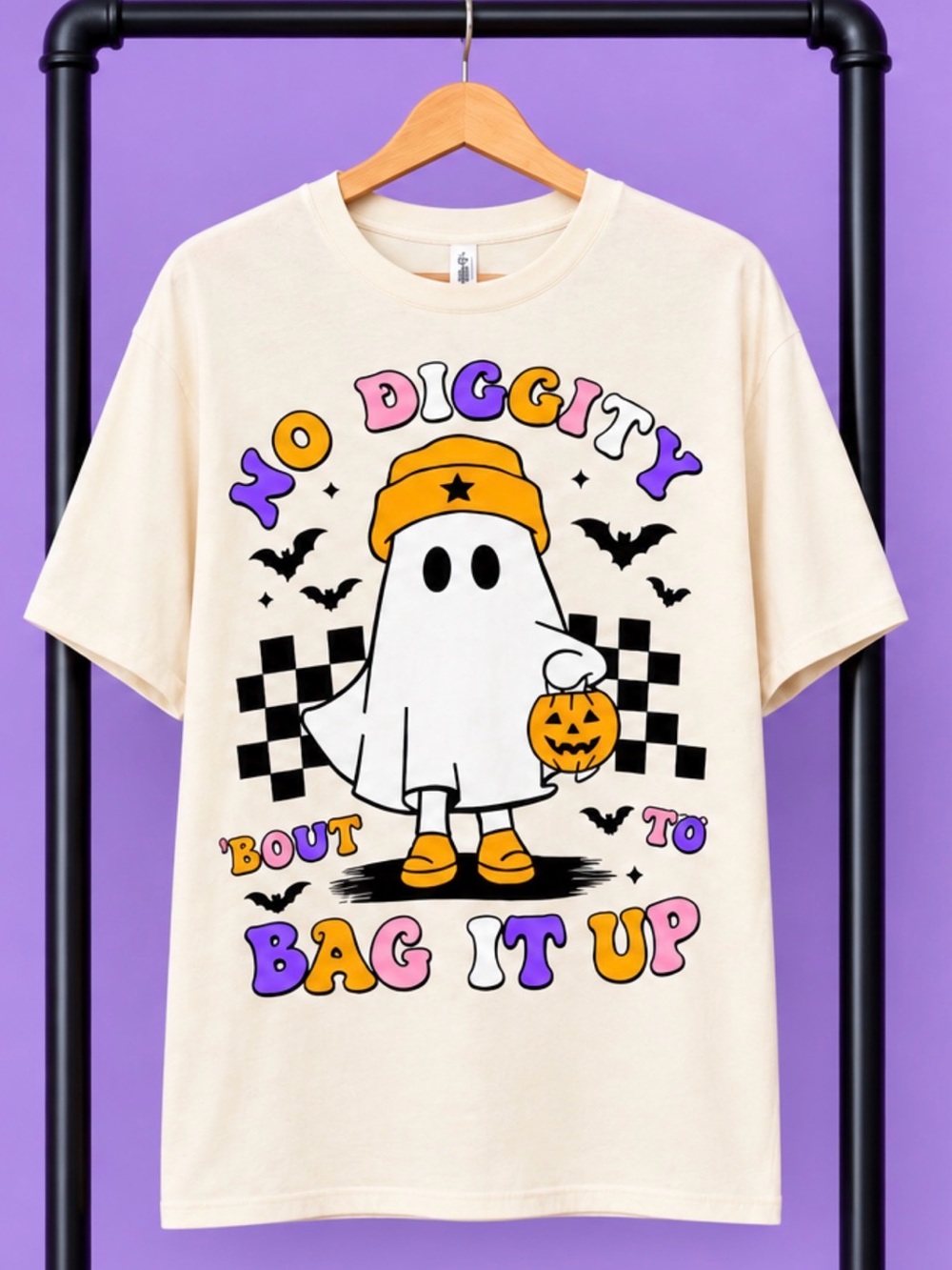No Diggity women’s Halloween Ghost Graphic T-Shirt  size M & XL Apricot color